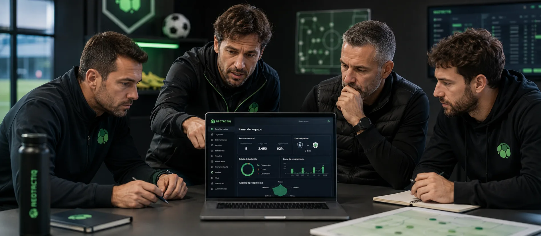Entrenador, coordinador, director deportivo y scout trabajando con NeoTactIQ