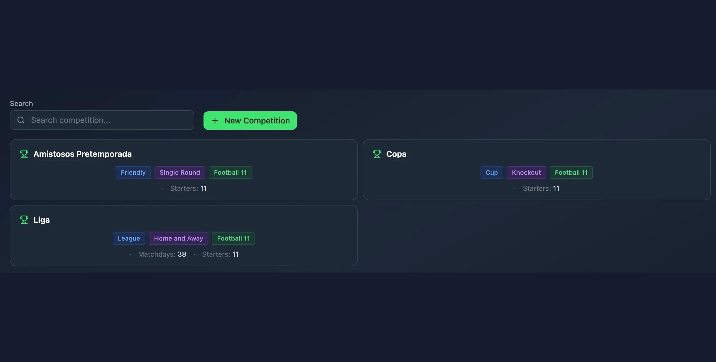 Team competitions in NeoTactIQ
